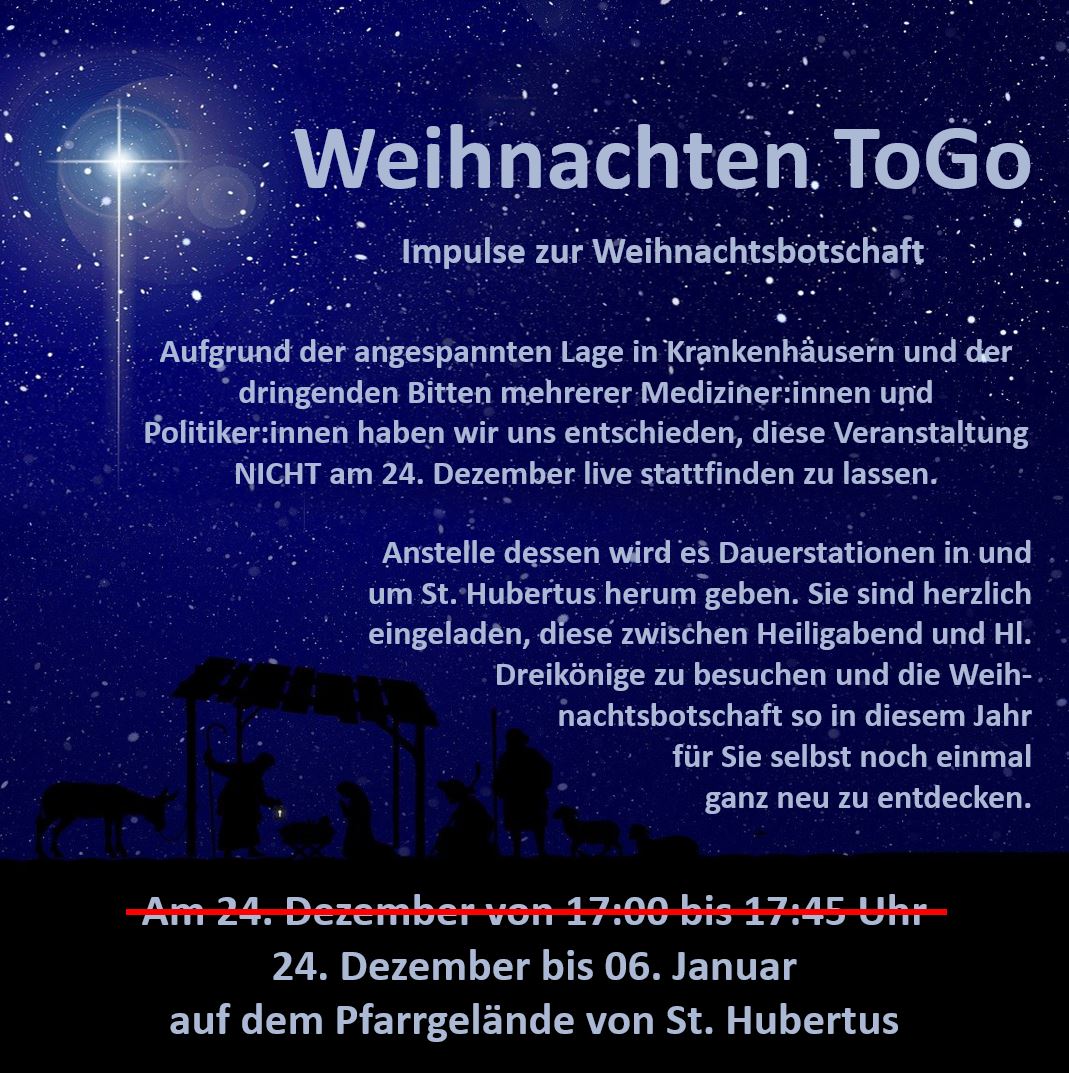 Weihnachten ToGo Absage