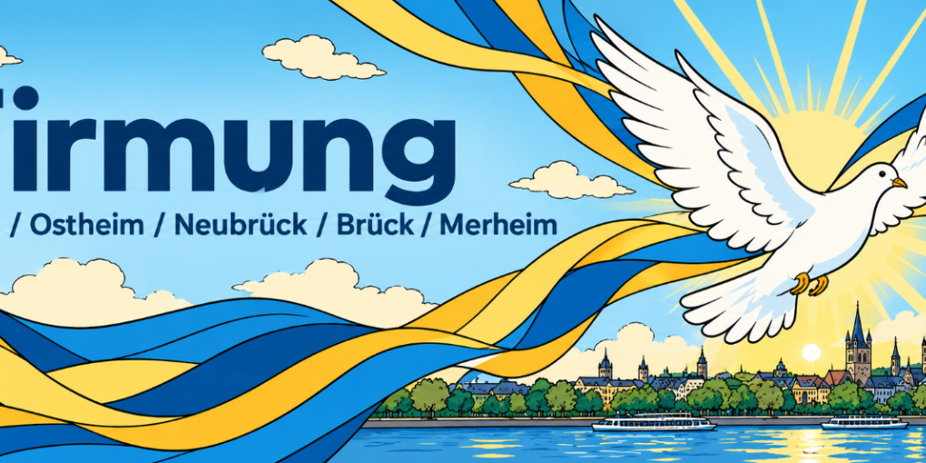 Firmung über Köln im klaren Comicstil